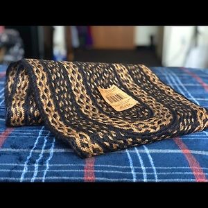 VHC Tabletop Runner Black Textured Jute Striped